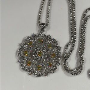 Vintage Silver and Gold Floral Pendant Necklace